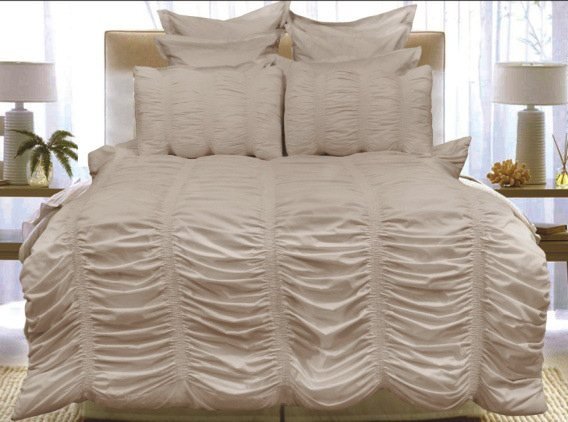 Ruched Duvet Cover Set manufactured to buyer specifications by Ahmad Fiaz Textiles, Faisalabad Pakistan
